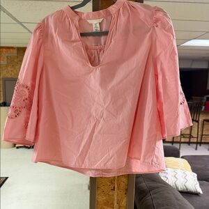 H&M Pink Blouse with Embroidered Sleeves